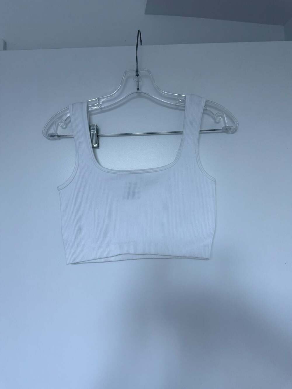 Ambiance Ribbed Square Neck Seamless Cropped Tank Top